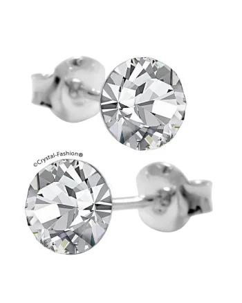 Cercei Argint 925 cu cristale Swarovski® Xirius 6mm surub Crystal Clear