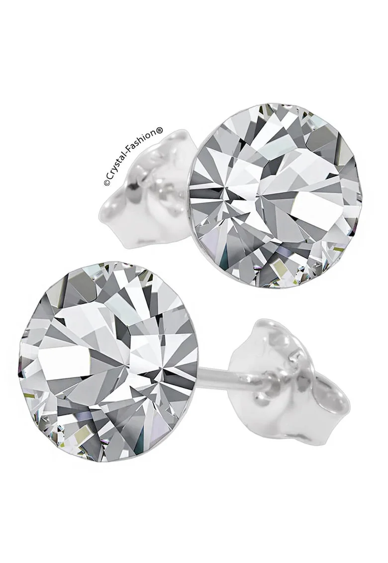 Cercei Argint 925 cu cristale Swarovski® Xirius 8mm surub Crystal Clear