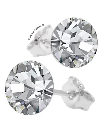 Cercei Argint 925 cu cristale Swarovski® Xirius 8mm surub Crystal Clear