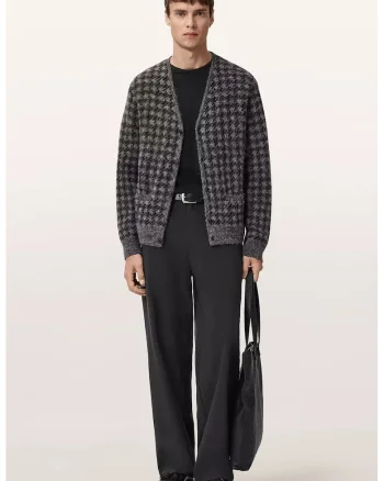 Pantaloni drepti din amestec de lana cu talie elastica, Gri antracit