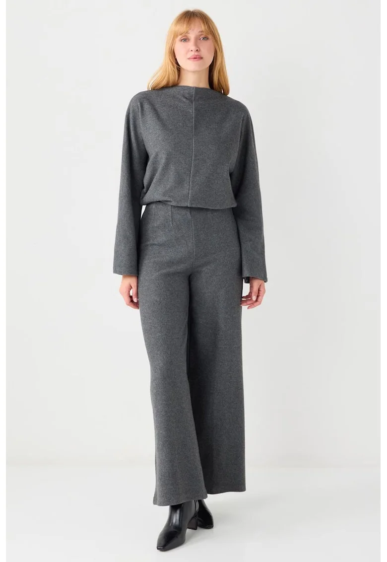 Bluza de trening cu maneci cazute, Gri inchis melange