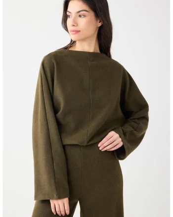 Bluza de trening cu maneci cazute, Verde masliniu