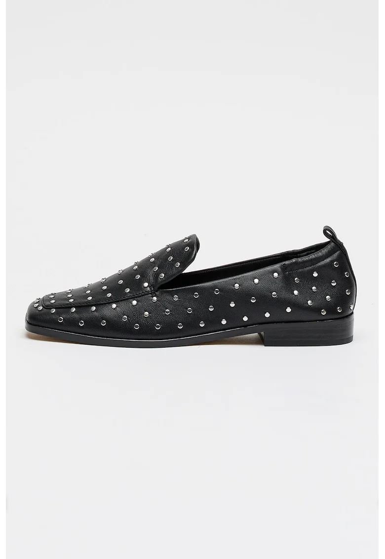 Pantofi loafer de piele cu tinte Beny, Negru/Argintiu