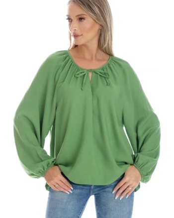 Bluza Dama,  Boho, stil IE cu Pictura Realizata Manual V360, Verde