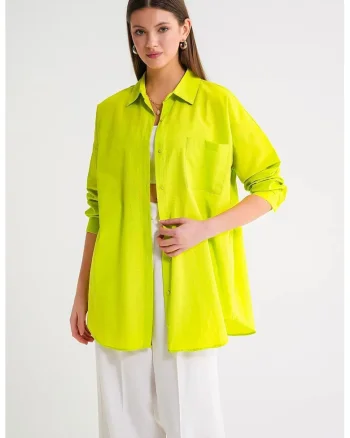 Camasa dama,  cu nasturi, verde masliniu, textil