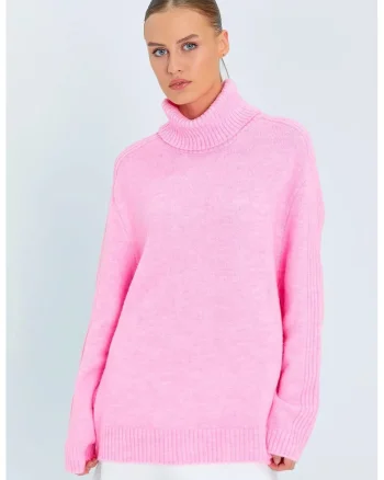Pulover dama,  Roz pudrat, Tricot,