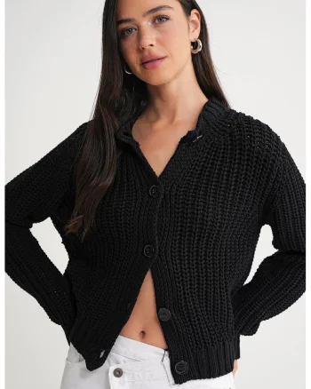 Cardigan tricotat,  Negru,