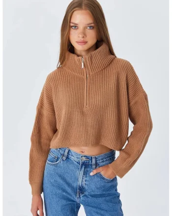 Pulover dama,  Maro camel, Tricot,