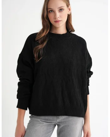 Pulover dama,  Tricot, Negru,