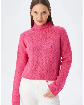 Pulover dama,  Textil, Roz neon,