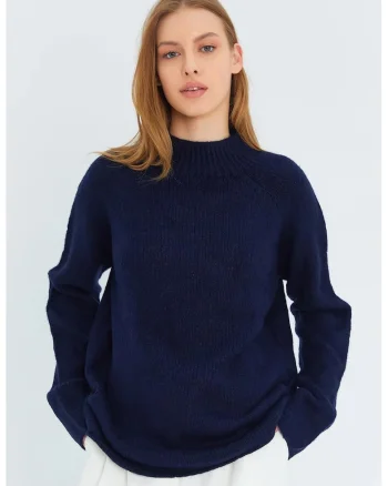 Pulover dama,  Tricot, Albastru marin,