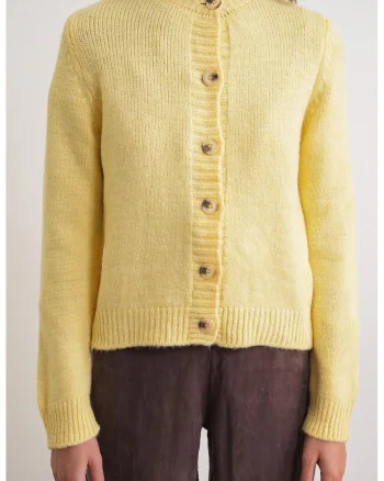 Cardigan,  tricot, galben lamaie, cu nasturi,