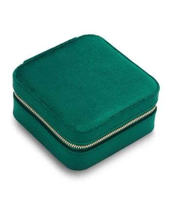Cutie de bijuterii din catifea cu fermoar, pentru calatorii, Verde aquamarin