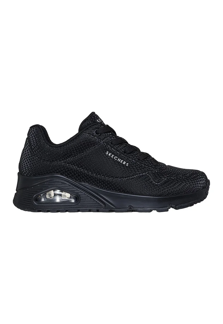 Pantofi sport flatform Uno Shiny Scale cu detali reflectorizant, Negru