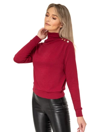 Bluza cu detalii drapate Abby, Visiniu