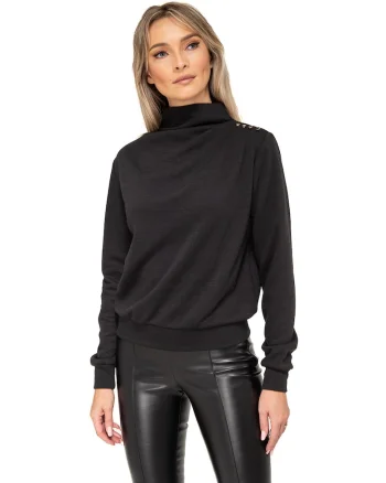 Bluza cu detalii drapate Abby, Negru