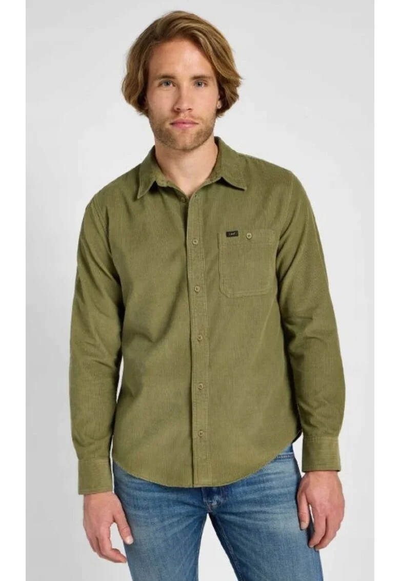 Camasa barbati,  model LEESURE SHIRT, verde, bumbac, maneca scurta, croiala regular fit