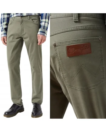 Pantaloni bărbați  Greensboro drept, verde bumbac elastic, Verde
