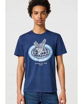 Tricou barbati,  AMERICANA bumbac, bleumarin, imprimeu, Bleumarin