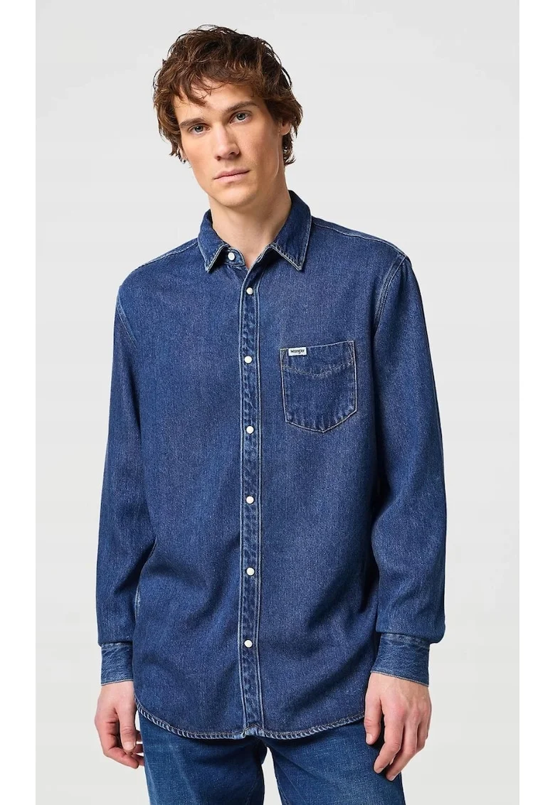 Camasa barbati,  1 buzunar, croiala regulata, bleumarin, denim