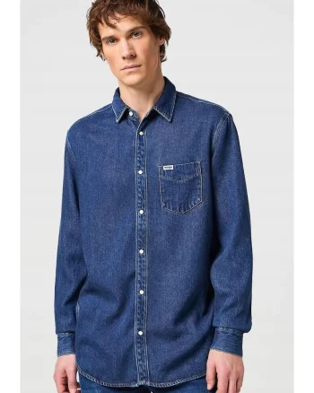 Camasa barbati,  1 buzunar, croiala regulata, bleumarin, denim