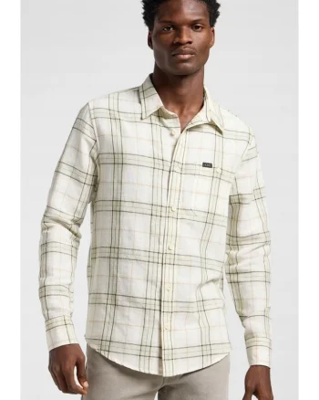 Camasa barbati,  LEESURE SHIRT, verde, bumbac, regular fit, maneca scurta