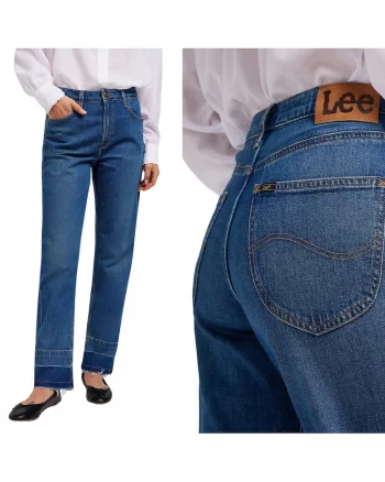 Blugi dama  mom jeans, regular fit, talie inalta, albastru, bumbac,