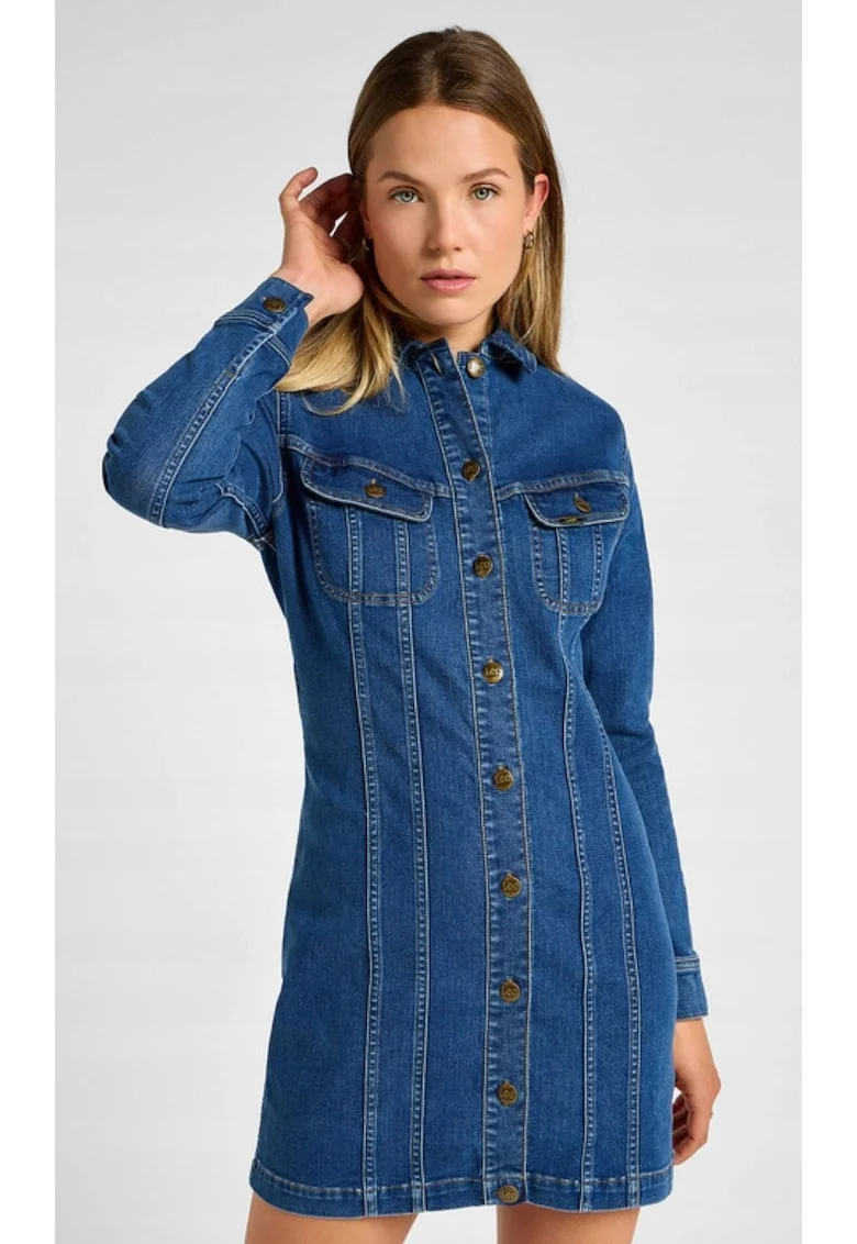 Rochie  FOREVERFIT RIDER DRESS, denim, albastru, bumbac, talie medie,