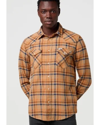 Camasa barbati,  model Western, bumbac, maro, albastru, maneca scurta, regular fit