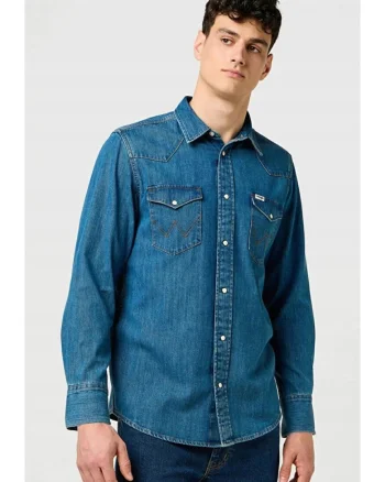 Camasa barbati  model Western, regular fit, 100% bumbac, albastru inchis (olive breeze)