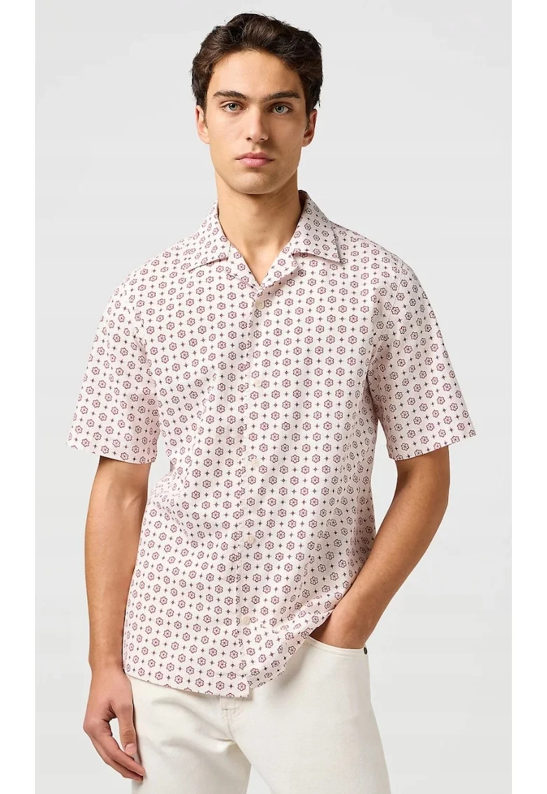 Camasa barbati,  RESORT SHIRT, alb, bumbac, maneca scurta, regular fit