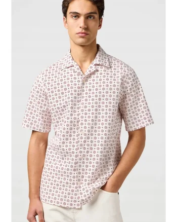 Camasa barbati,  RESORT SHIRT, alb, bumbac, maneca scurta, regular fit