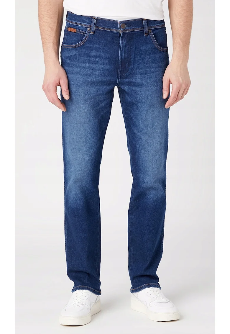 Blugi barbati  Texas Slim, albastru inchis, croiala calduroasa, 79% bumbac, set,