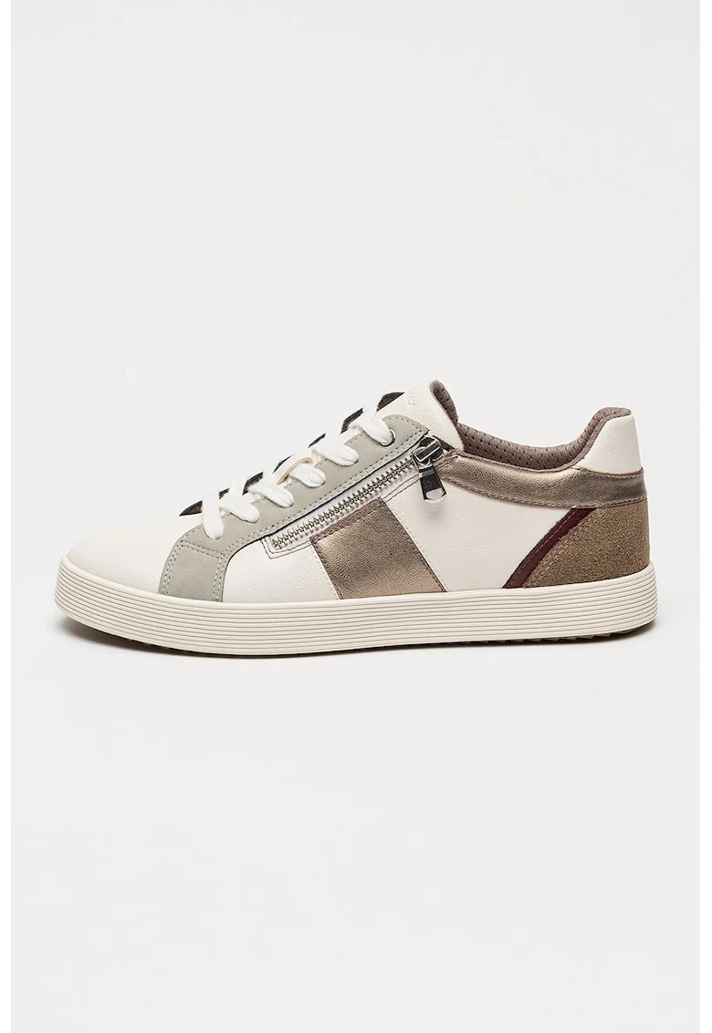 Pantofi sport de piele cu garnituri sintetice D Blomiee A, Alb/Bronz