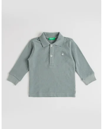 Bluza polo din pique de bumbac organic, Verde
