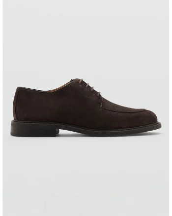 Pantofi boat de piele intoarsa, Maro inchis