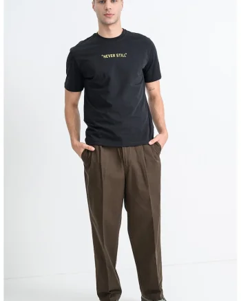 Tricou din bumbac cu imprimeu pe partea din spate, Negru/Galben/Alb murdar