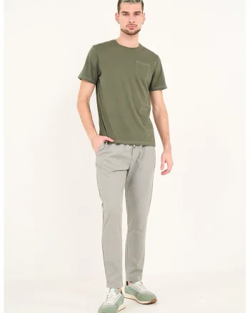 Pantaloni chino cu snur, Gri melange