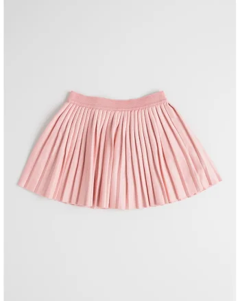 Fusta cu pliuri si talie elastica, Roz pastel/Argintiu