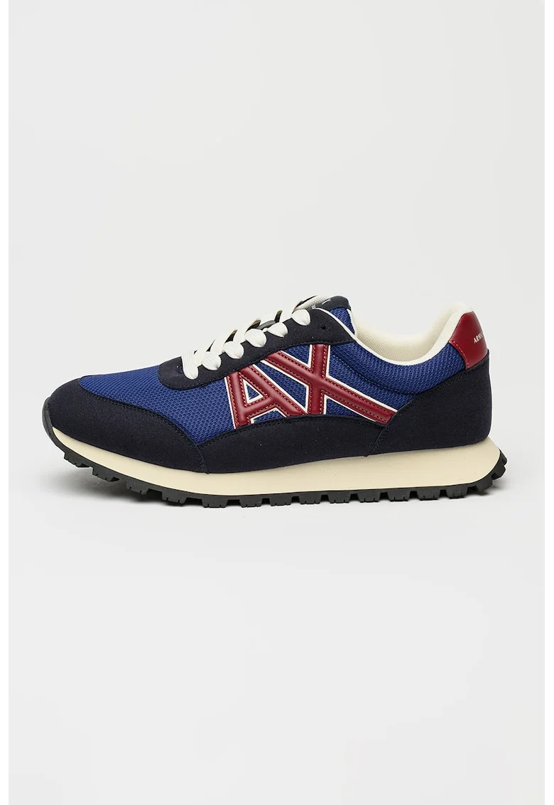 Pantofi sport din material textil cu logo, Albastru ultramarin/Albastru indigo/Violet tyrian