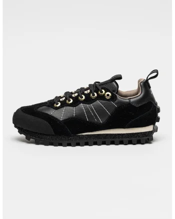 Pantofi sport cu garnituri de piele si piele intoarsa, Negru