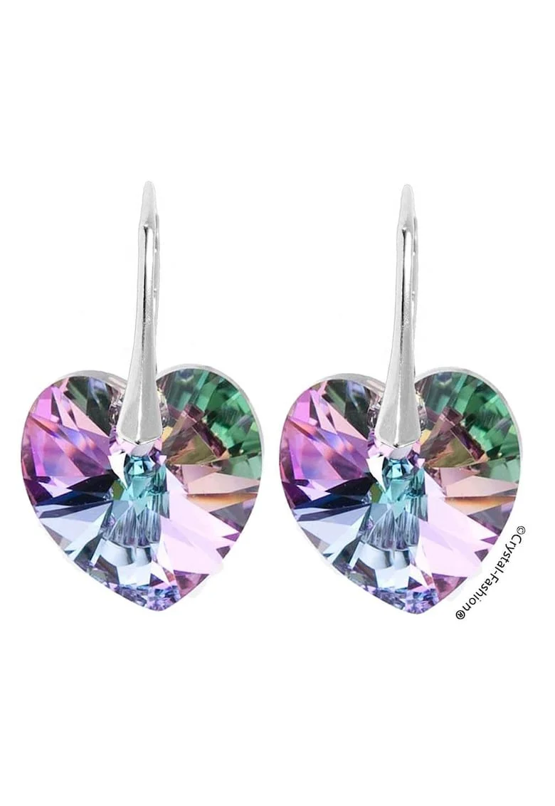 Cercei Argint 925 cu cristale Swarovski® Heart 18mm MLeverback Vitrail Light
