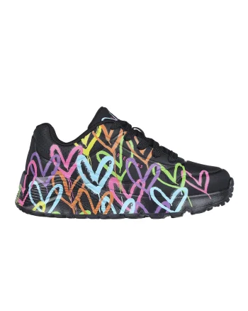 Pantofi sport cu imprimeu cu inimi Uno Lite, Negru
