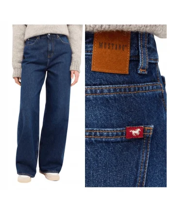 Blugi Dama,  Style Luise Wide, Marime W28-L32, Albastru, Wide Leg, Bumbac, Design Clasic Casual, Lungi, Ideal Pentru Uz Zilnic
