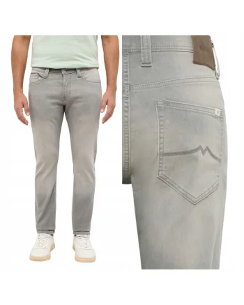 Blugi mulati pentru barbati,  Marimea 31/32, Gri, Model Oregon Slim, Croiala ajustata Slim fit cu design conic adaptat, Talie joasa moderna, Prevazuti cu 5 buzunare practice si sigure