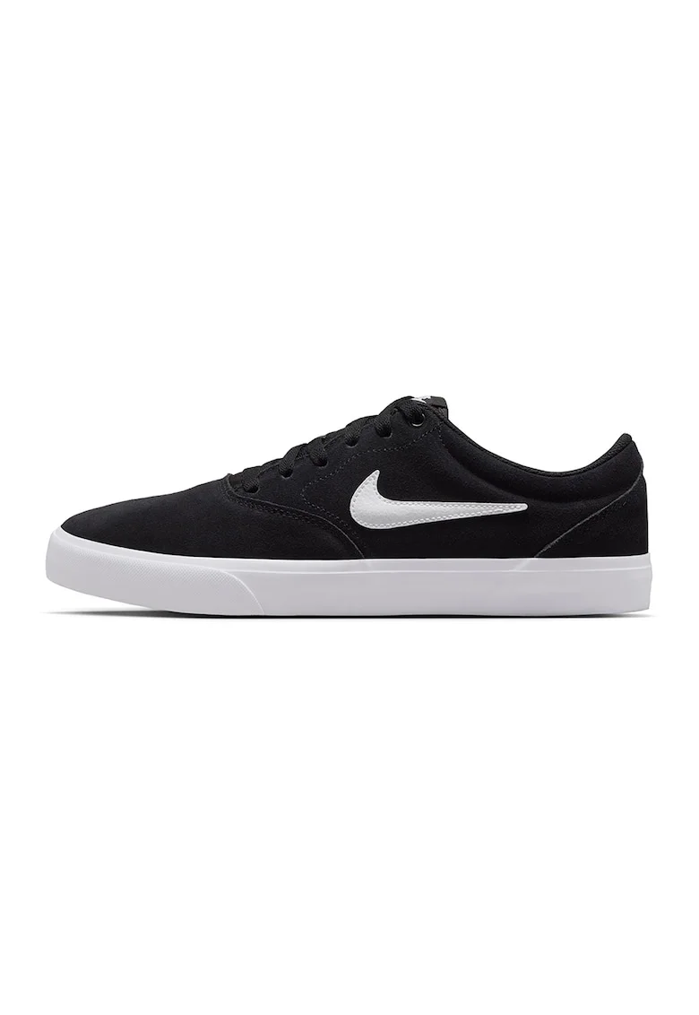 Pantofi sport Charge low-cut din piele intoarsa, Alb/Negru