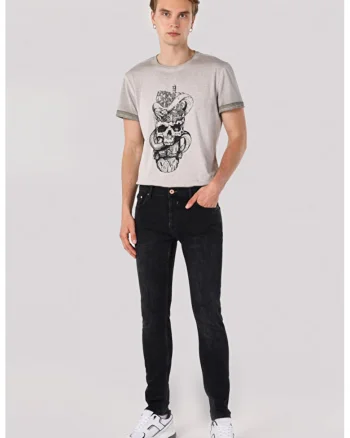 Blugi slim fit cu talie medie, Negru