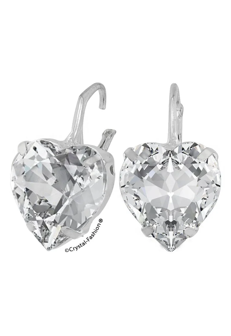 Cercei cu cristal Inima Swarovski® Heart 1,5cm tortita Clear
