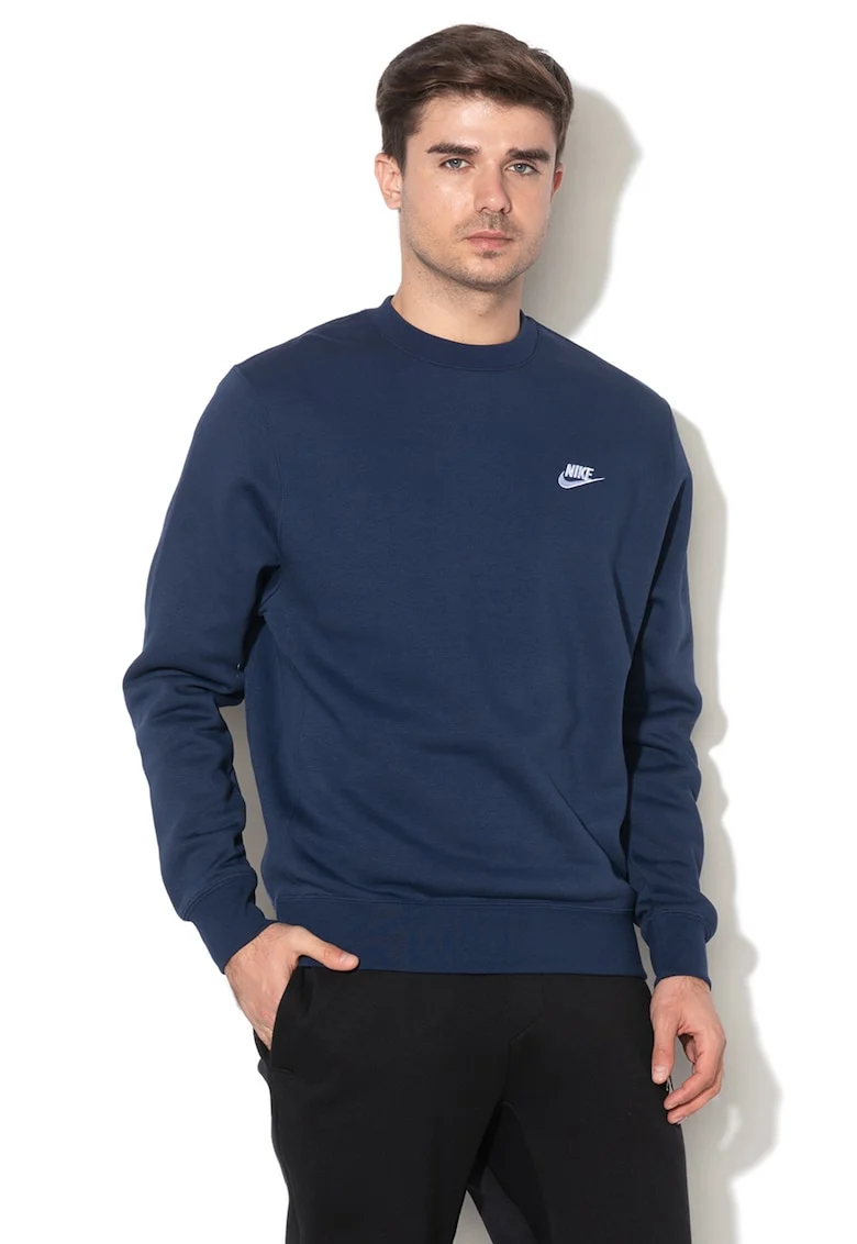Bluza de trening cu decolteu la baza gatului Sportswear369, Albastru inchis