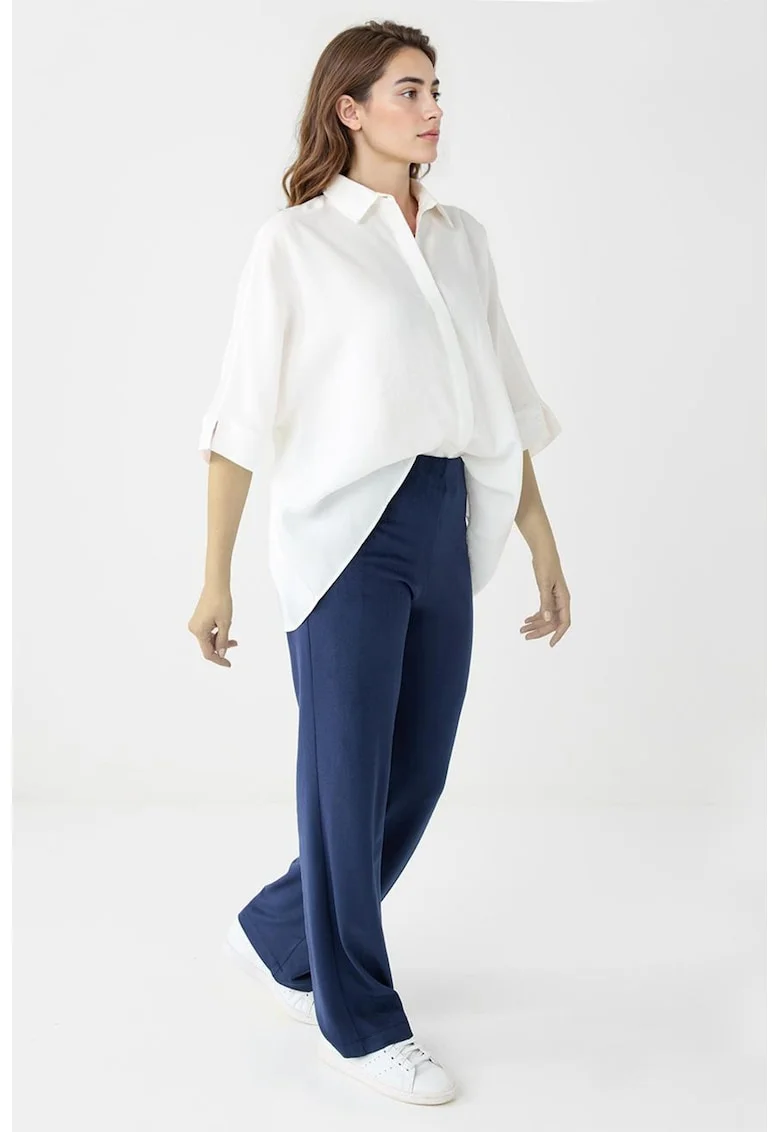 Pantaloni de catifea cu croiala ampla, Bleumarin
